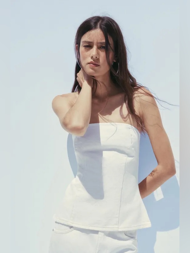 Zara Trf Denim Bandeau Top